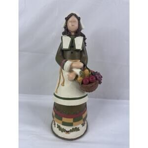 Pilgrim Figurine Folk Art Primitive Thanksgiving Fall Decor Pilgrimess
